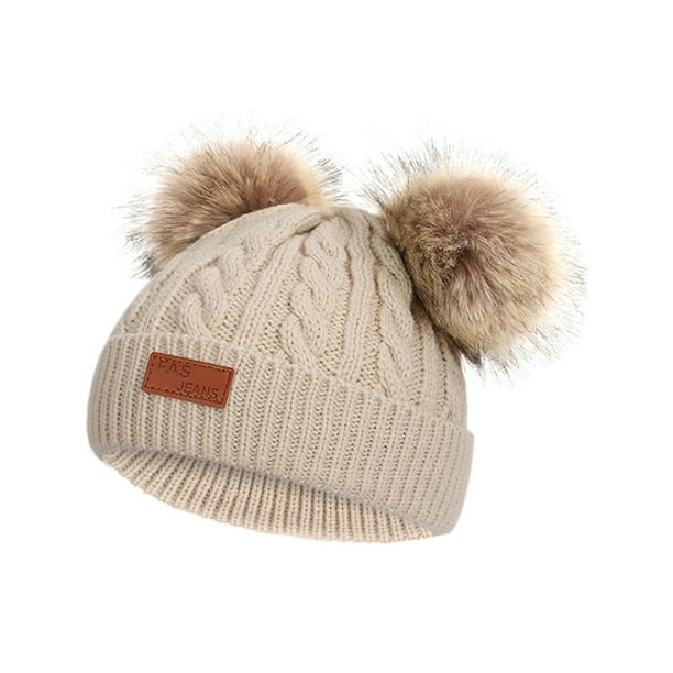 Kids Children Winter Warm Knit Beanie Hat Boys Girls Fur Pom Bobble Crochet Cap Kids Children Winter Warm Knit Beanie Hat Boys Girls Fur Pom Bobble Crochet Cap